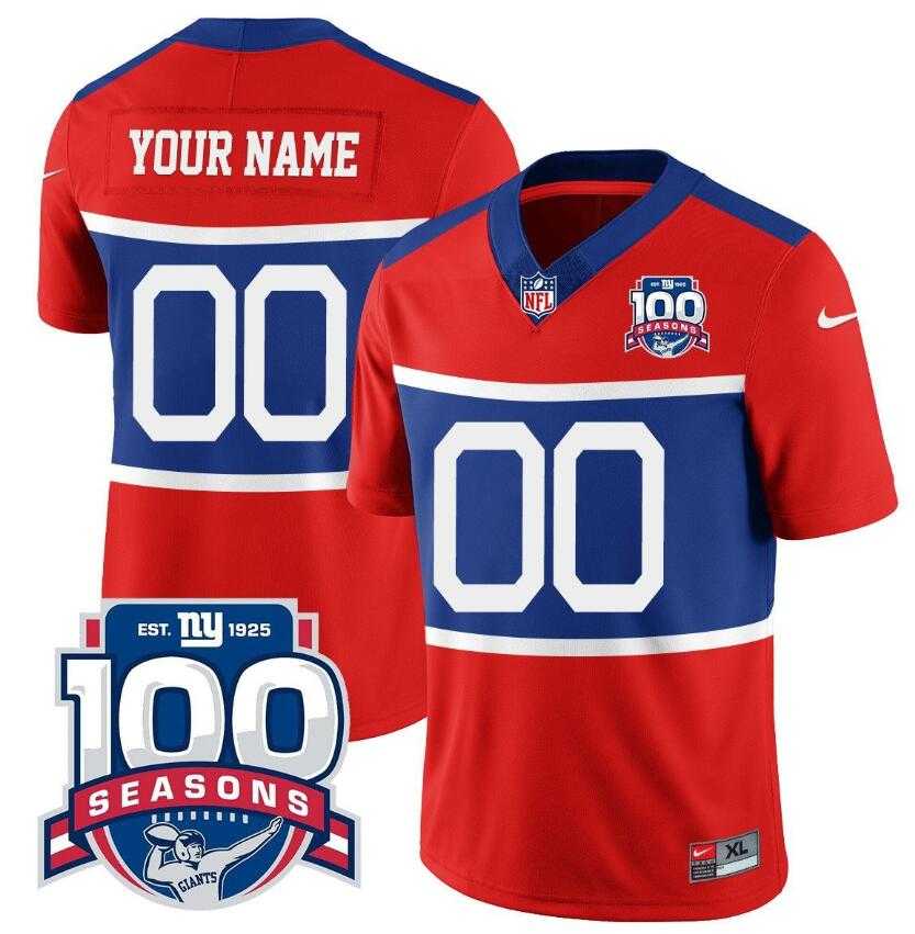 Mens New York Giants ACTIVE PLAYER Custom Century Red 100TH Season Commemorative Patch Limited Football Stitched Jersey